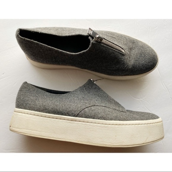 Vince • Grey Flannel Felt Zipper Warner Platforms - Picture 3 of 8